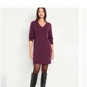Old Navy Burgundy Knit Sweater Dress
